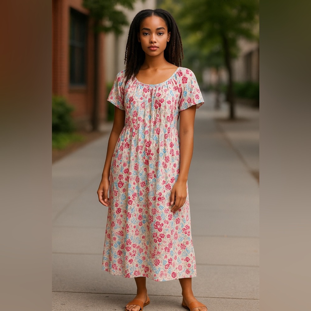 #2931 NWT Gauzy Flutter Sleeve Maxi Dress - White Floral